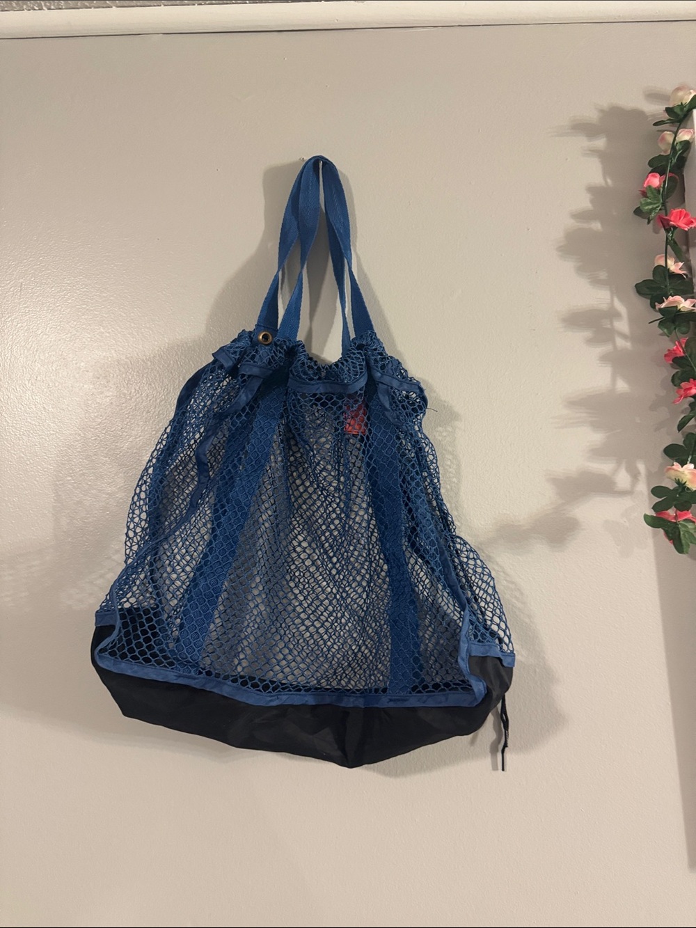 Coach Blue Mesh Drawstring Tote